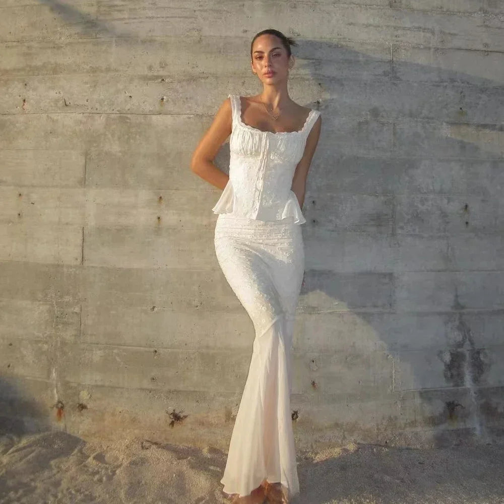 Lace Up Corset Top and Mermaid Skirt Co-ord Set