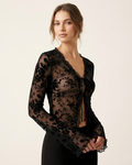 Lace Blouse with Tie Front