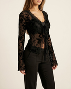 Lace Blouse with Tie Front 2