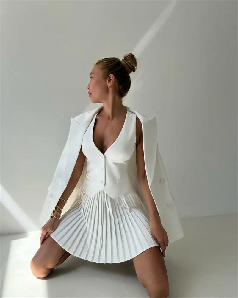 Layered Vest and Mini Skirt Co-ord Set