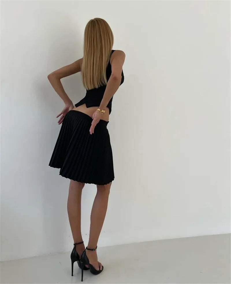 Layered Vest and Mini Skirt Co-ord Set