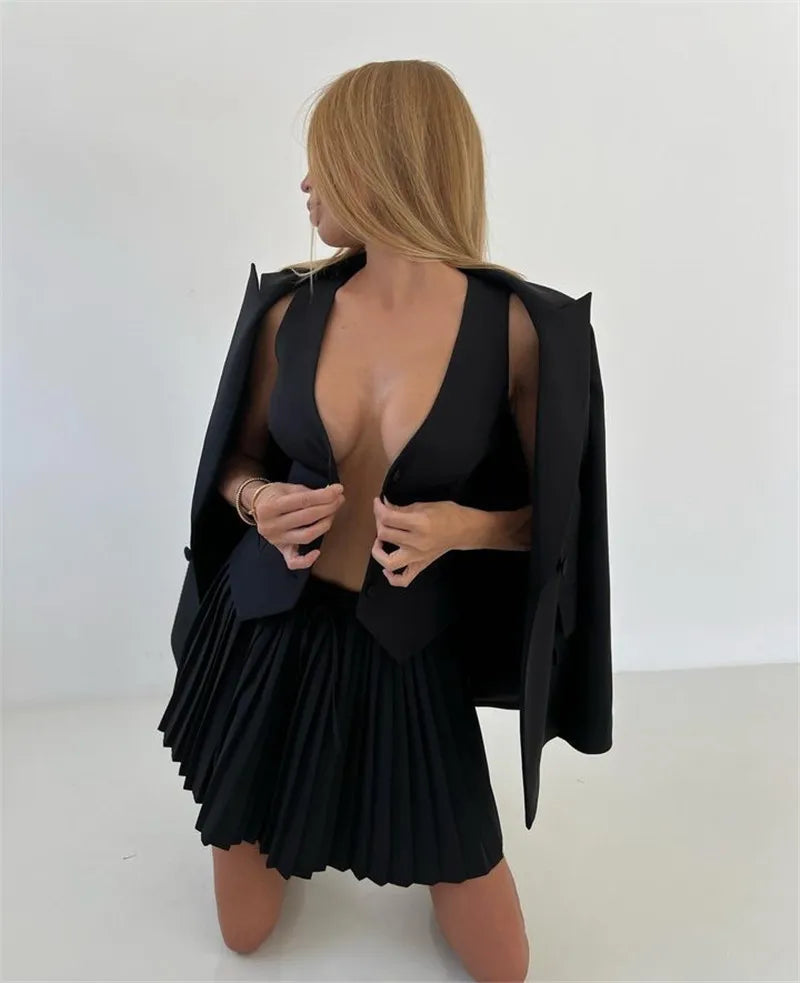Layered Vest and Mini Skirt Co-ord Set