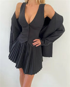 Layered Vest and Mini Skirt Co-ord Set