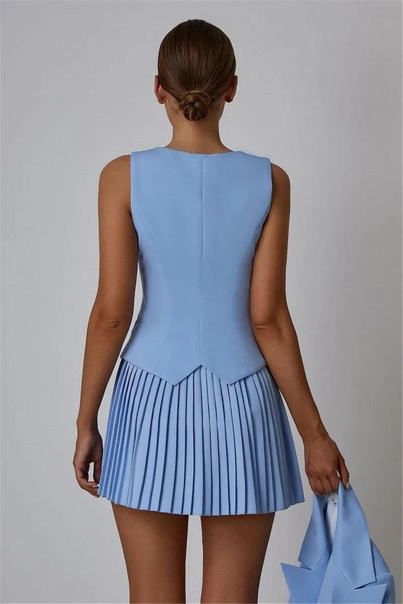 Layered Vest and Mini Skirt Co-ord Set