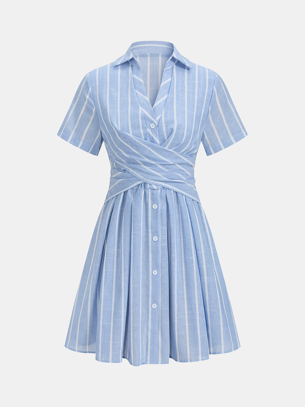 Light Blue Striped Collared Shirt Mini Dress – Thread Thesis