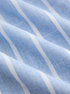 Light Blue Striped Collared Shirt Mini Dress