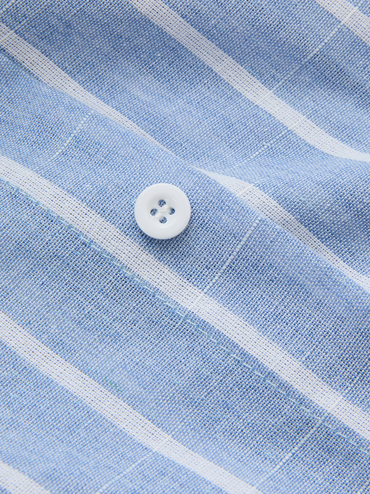 Striped cotton linen short sleeve shirt dress - LightBlue - M Striped cotton linen short sleeve shirt dress - LightBlue - M