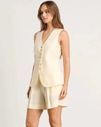 Linen V-Neck Tank Top and Shorts Co-ord Set