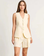 Linen V-Neck Tank Top and Shorts Co-ord Set