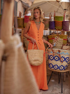 Linen V-Neck Top and Maxi Skirt Co-ord Set