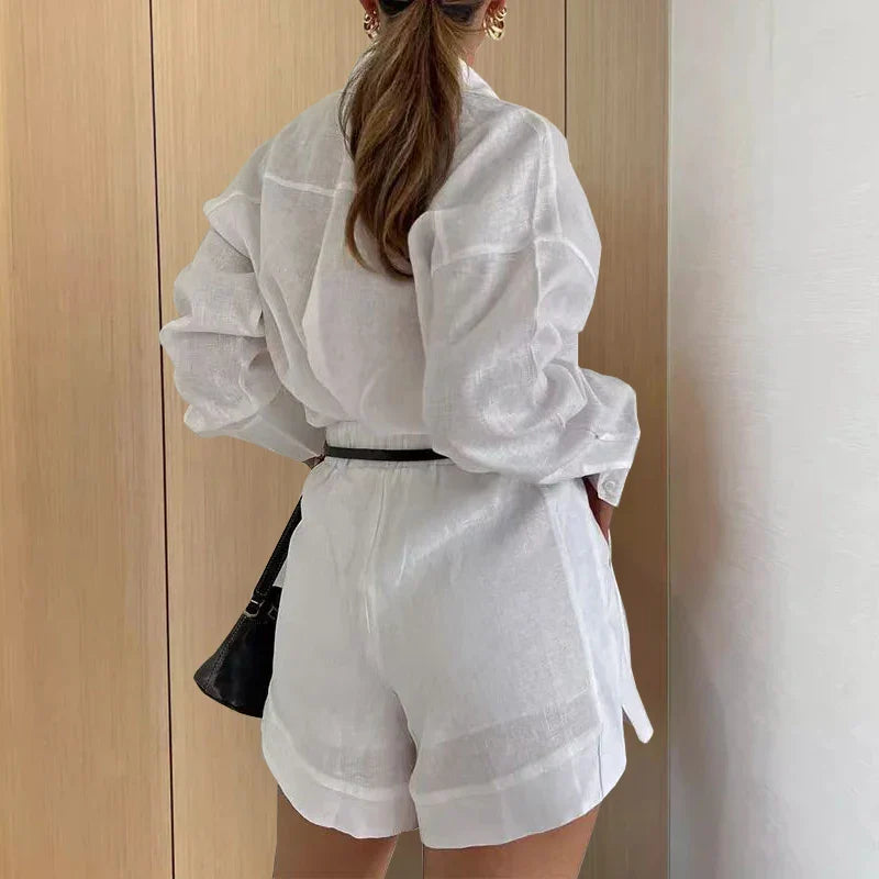 Long Sleeve Shirt and Shorts Set