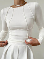 Long Sleeve Top with Piping Detail