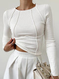 Long Sleeve Top with Piping Detail