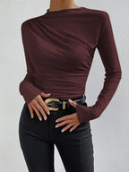Long Sleeve Top with Ruching Detail