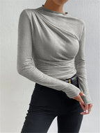 Long Sleeve Top with Ruching Detail