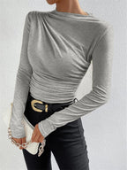 Long Sleeve Top with Ruching Detail