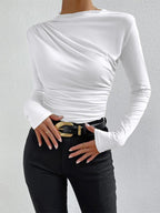 Long Sleeve Top with Ruching Detail