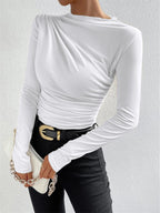 Long Sleeve Top with Ruching Detail
