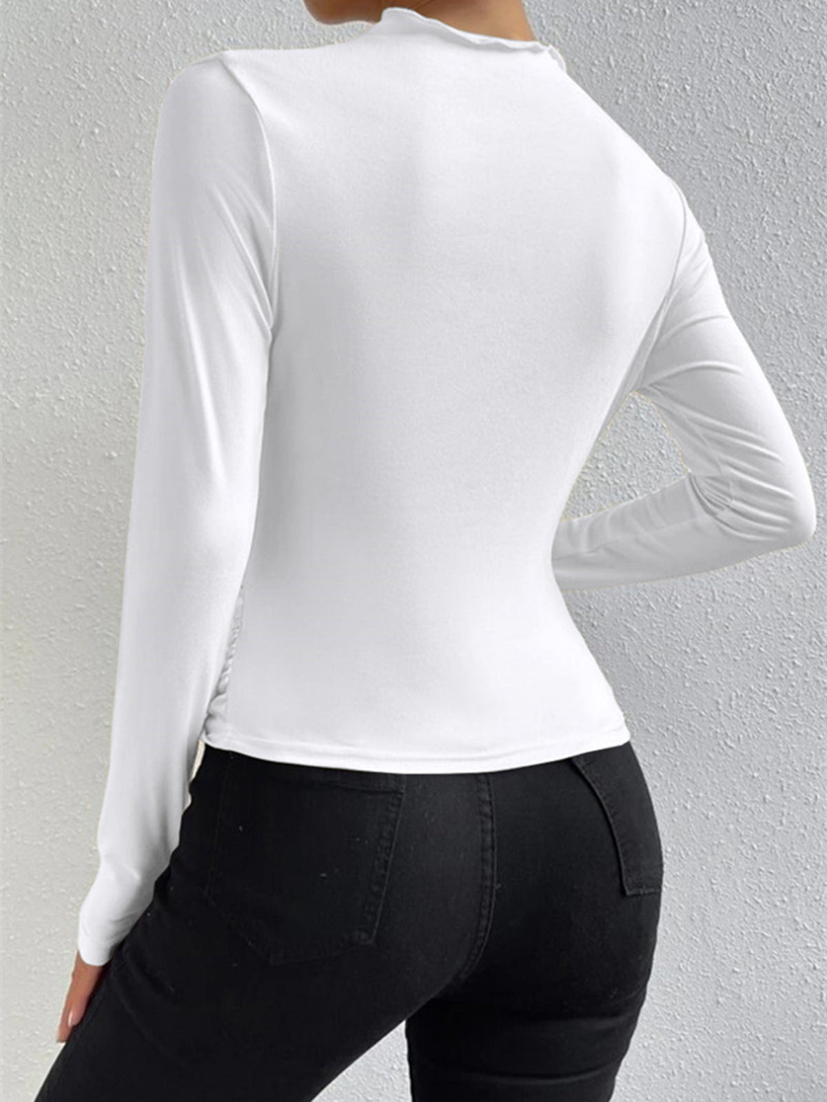 Long Sleeve Top with Ruching Detail