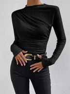 Long Sleeve Top with Ruching Detail