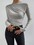 Long Sleeve Top with Ruching Detail