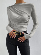 Long Sleeve Top with Ruching Detail
