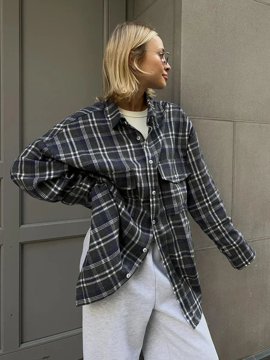 Loose Fit Checked Blouse