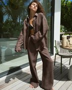Loose Fit Shirt and Wide Leg Pants Set