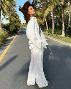 Loose Fit Shirt and Wide Leg Pants Set