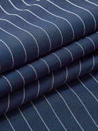 Navy Blue Pinstripe Pleated Wide Leg Trousers