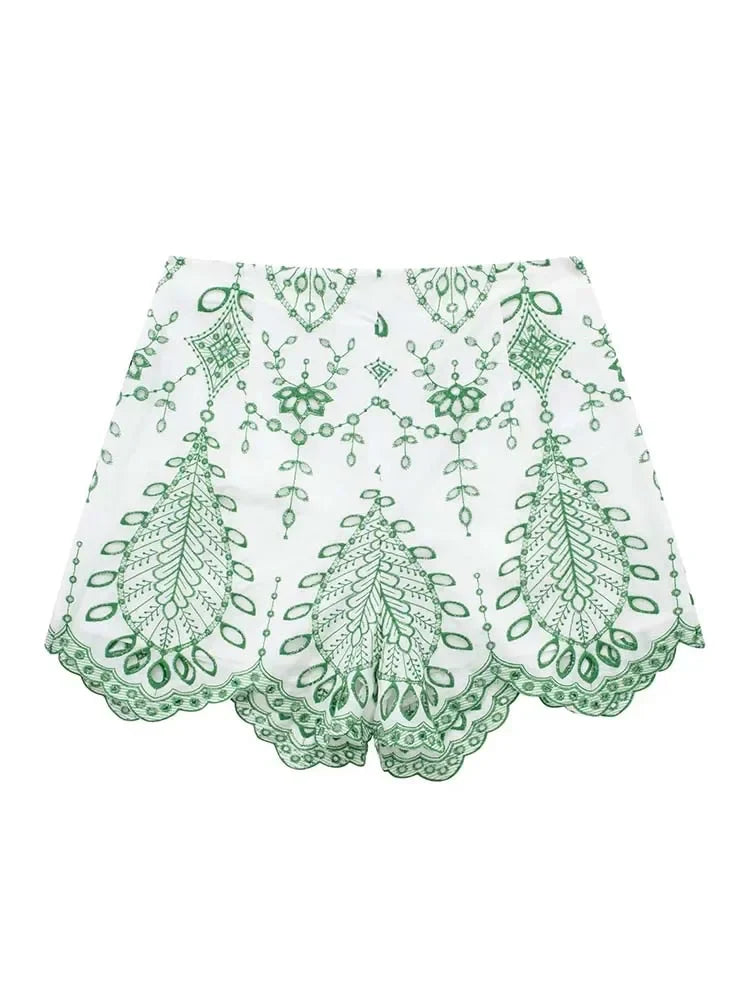 Needlework Embroidered Shorts Co-ord Set