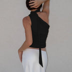 Off-Shoulder Wrapped Neck Bandage Crop Top