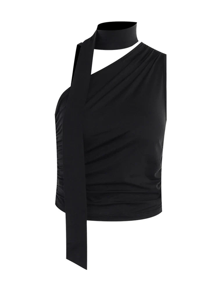 Off-Shoulder Wrapped Neck Bandage Crop Top