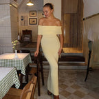 One Shoulder Knit Top and Slit Maxi Skirt Co-ord Set