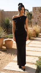 One Shoulder Sleeveless Formal Maxi Dress