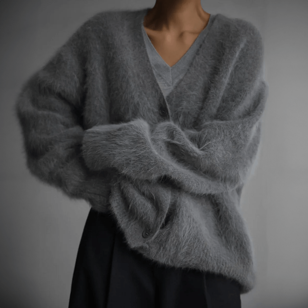 Oversized Deep V-Neck Soft Knit Cardigan