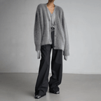 Oversized Deep V-Neck Soft Knit Cardigan