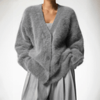 Oversized Deep V-Neck Soft Knit Cardigan