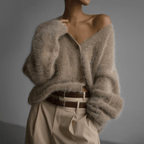 Oversized Deep V-Neck Soft Knit Cardigan