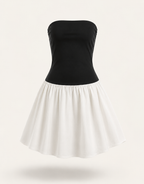 Patchwork Bustier Backless Mini Dress