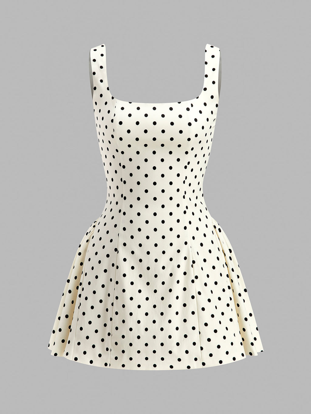 Polka Dot Square Neck Mini Dress with Lace Up Back