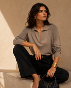 Polo Neck Knit Pullover Sweater