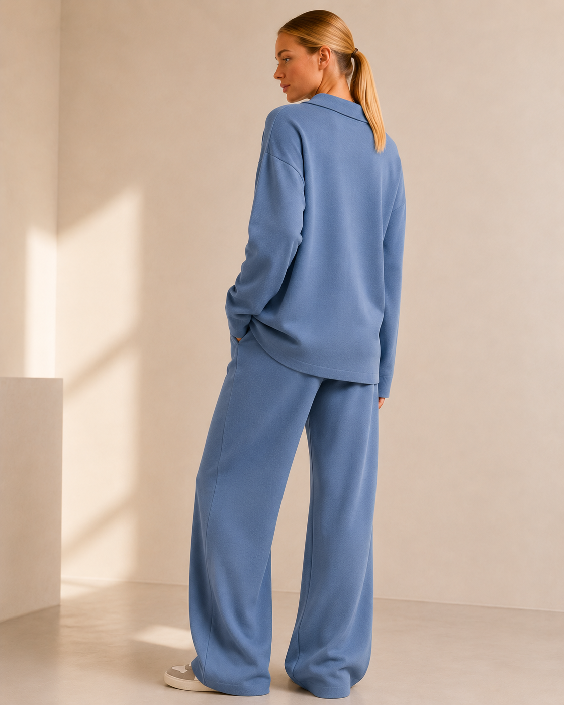 Knit Sweater and Wide Leg Pants Two Piece Co-ord Set