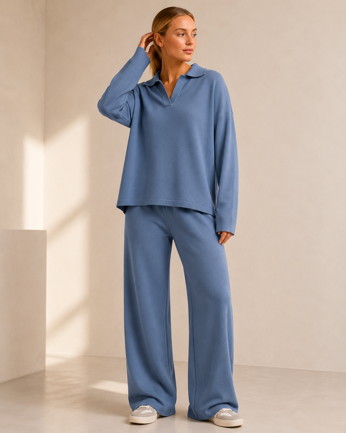 Knit Sweater and Wide Leg Pants Two Piece Co-ord Set