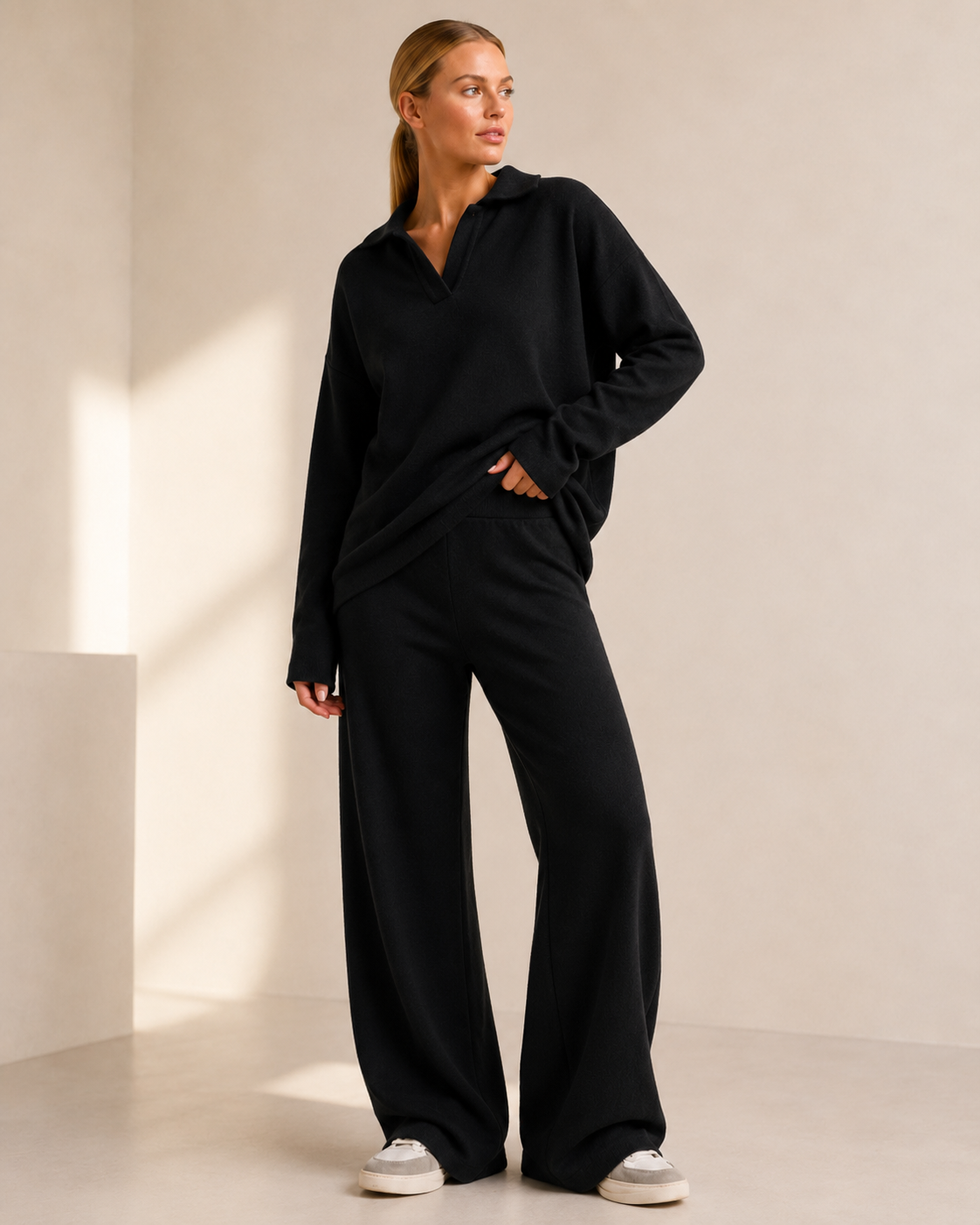 Knit Sweater and Wide Leg Pants Two Piece Co-ord Set