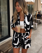 Printed Shirt and Shorts Co-ord Set