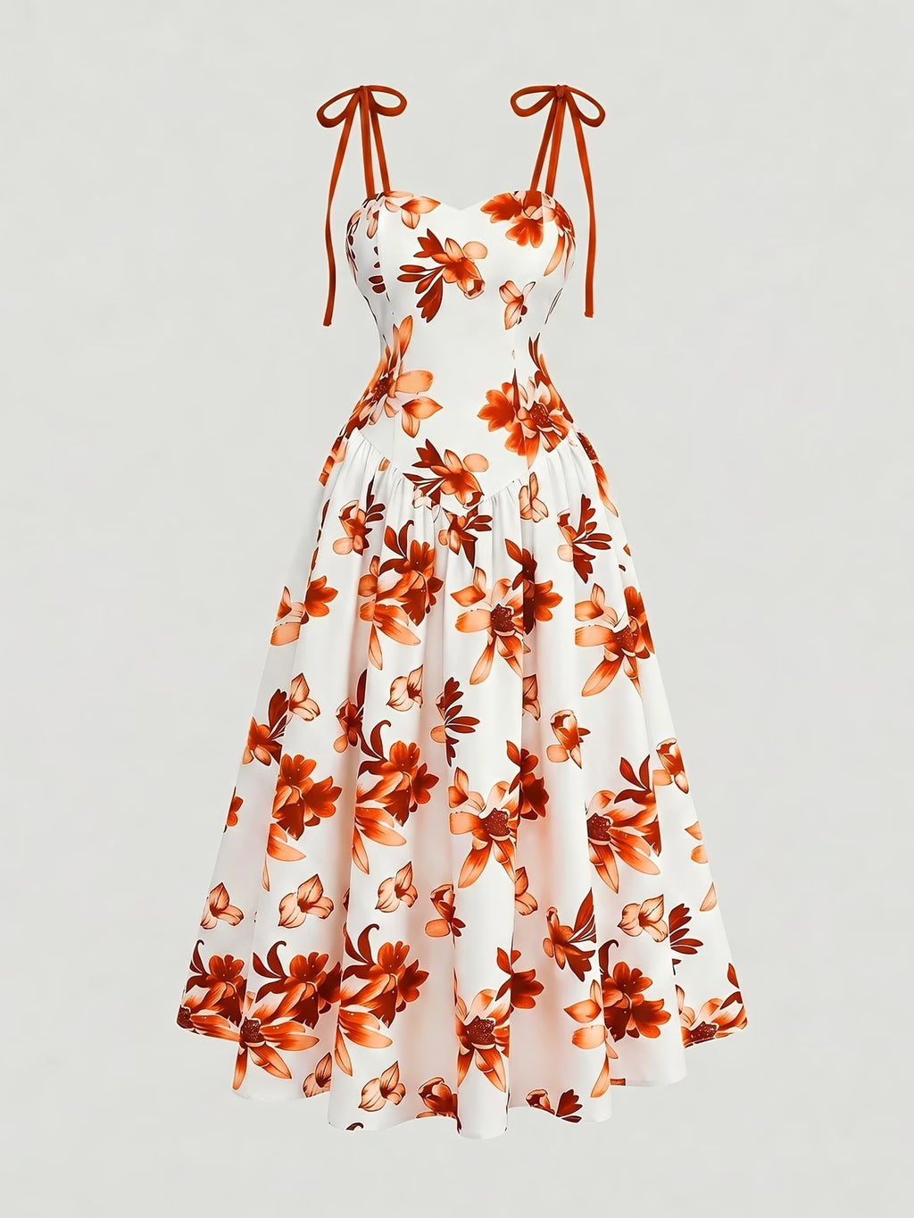 Red Floral V-Neck Ruffle Maxi Dress