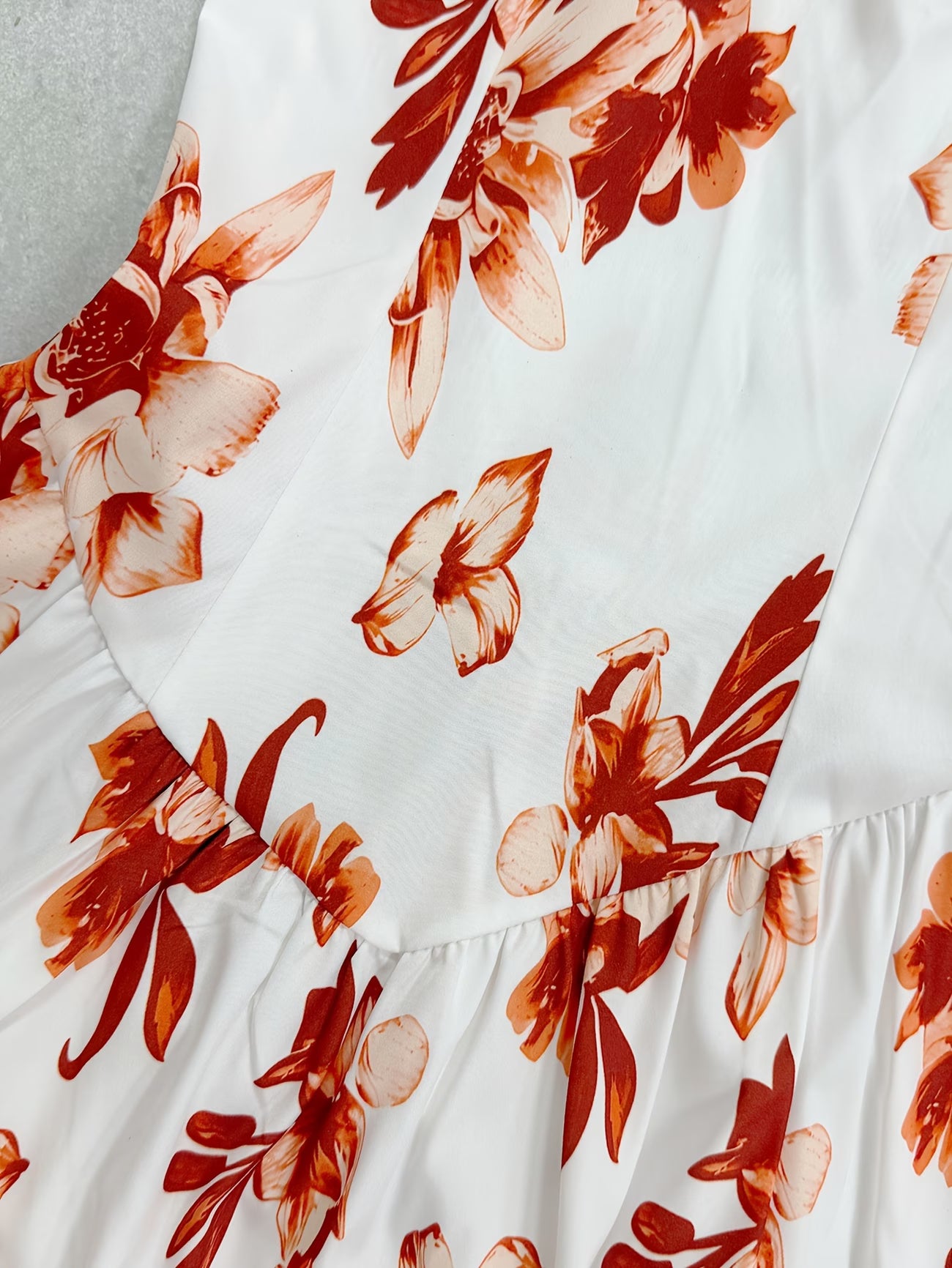 Red Floral V-Neck Ruffle Maxi Dress