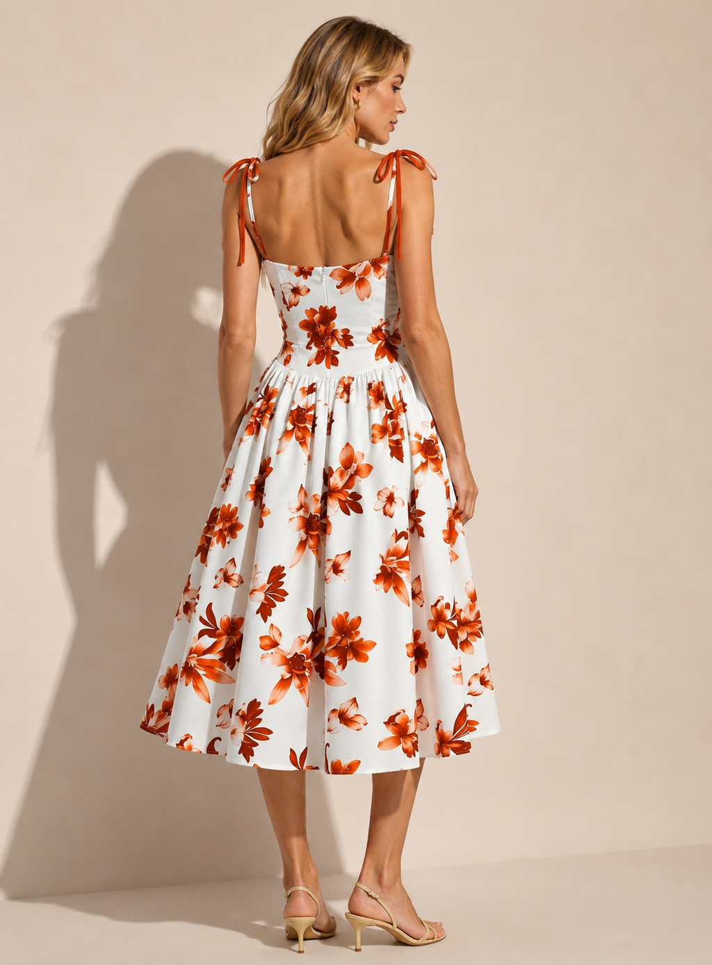 Red Floral V-Neck Ruffle Maxi Dress