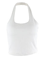 Ribbed Knit Backless Halter Top